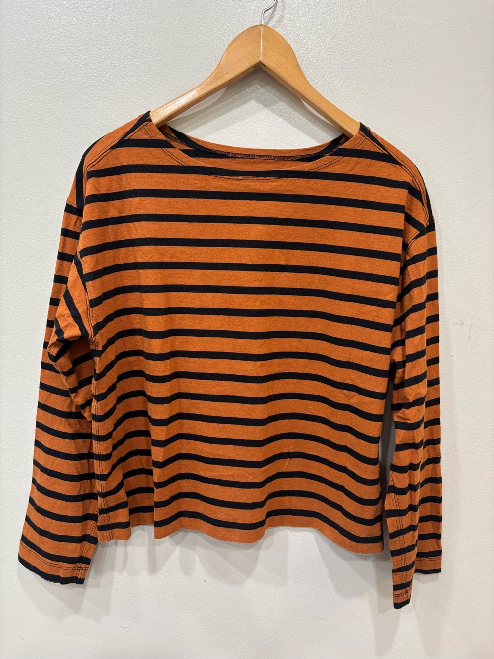 Everlane Organic Cotton Boatneck Striped Long Sleeve Top Women’s Size Medium